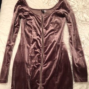 H&M Purple Velvet Zip Dress